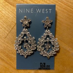 Nine West Silver Sparkle Floret Earrings- NWT